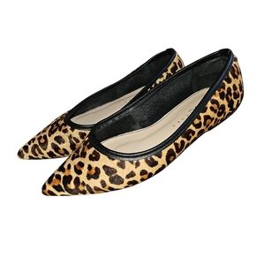 Ballerina Animal Print Calf Hair Pointed Flats NWT Barely Worn Size 34 Mary Jane